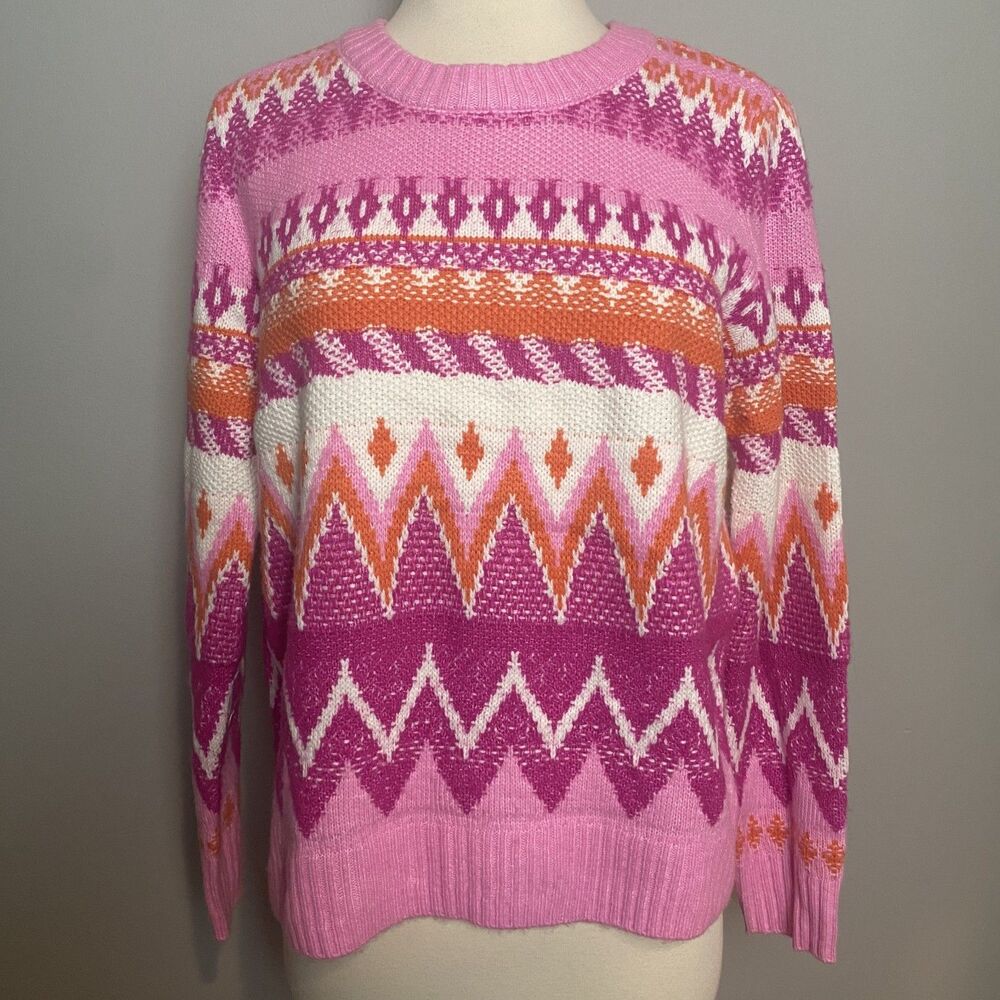 Pink St. John's Bay Fair Isle Sweater - Size M